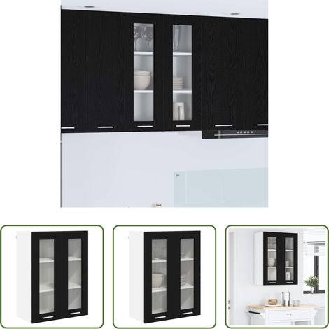 Holzwerkstoff - Hängeschrank Schwarz Eichen-Optik 60 x 31 x 80 cm Holzwerkstoff (1/5)
