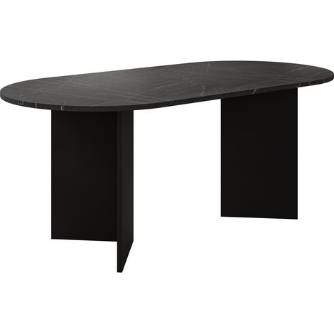 Mesa Comfivo Fungus, Mármol negro + Negro, 75x90x185cm, Aglomerado laminado