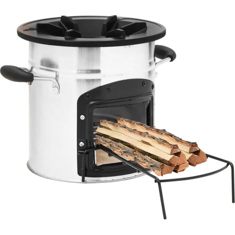 vidaXL Camping Wood Stove Silver 45,5x33x25,5 cm Stainless Steel