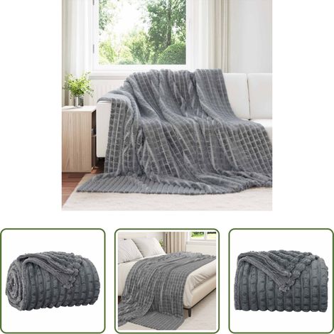 Couverture décorative -  Jeté Gris foncé 270 x 240 cm Toison (1/5)