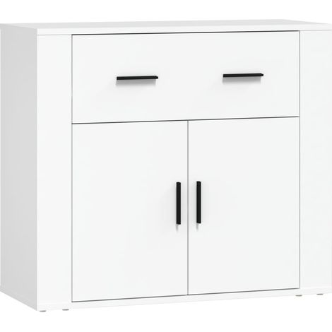Aparador buffet cómoda mueble mueble de almacenamiento organizador cocina salón salón 80 x 33 x 70 cm madera contrachapada blanco 020030511