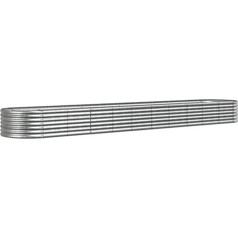 Lote de 1 jardinera elevada ovalada para jardín 440 x 80 x 36 cm robusta y resistente a la intemperie de acero galvanizado plateado 020046570 (1/5)