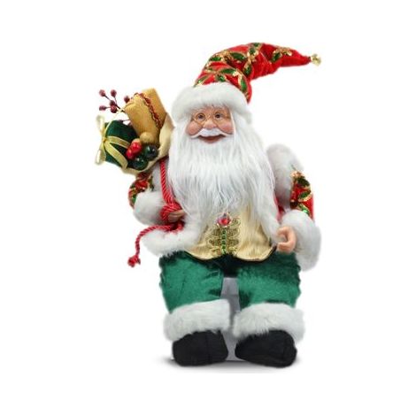 Decorazione Casa Natalizia Babbo Natale Seduto con Carillon 35 cm