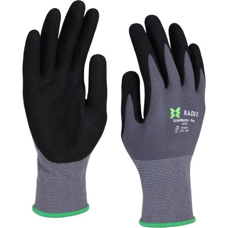Gants de travail - Radix - GripMaster Pro - Nitrile mousse noir/gris - Taille M8 / S (1/5)