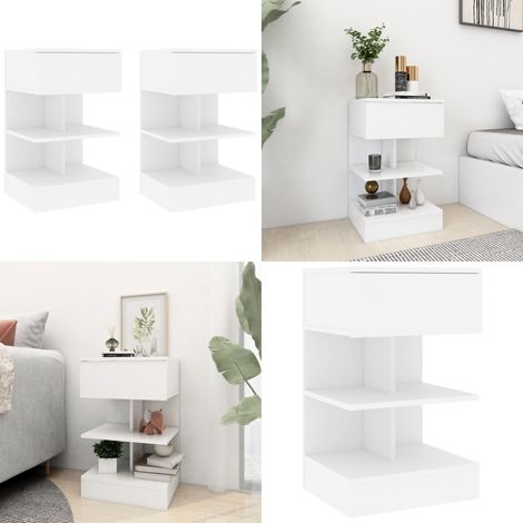 Nachttische 2 Stk. Weiß 40x35x65 cm Holzwerkstoff - Nachttisch - Wohnzimmer Dekoration - Weißer Nachttisch - Holzwerkstoff Nachttisch - Kommode - Home & Living (1/5)