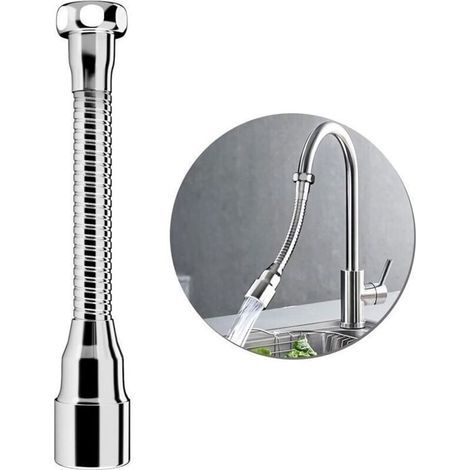 Rallonge de robinet de cuisine à 360° avec bec flexible de 20 cm et douchette multifonctionnelle. (1/4)