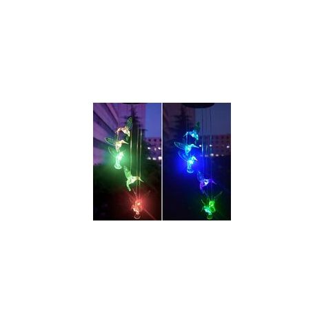EASYCOMFORT Lampe Solaire de Carillon de Vent Colibri avec LED Changeant de Couleur (1/4)