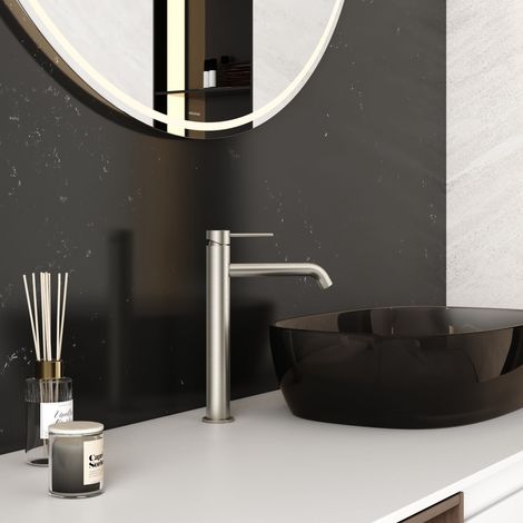 DILECI - Robinet à bec haut 30 cm Finition nickel brossé (1/5)