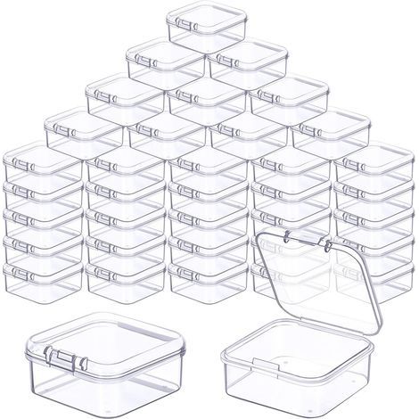 48 Clear Plastic Storage Boxes 4.5x4.5x2cm with Flip Lid for Jewelry, Beads, and Crafts (1/5)