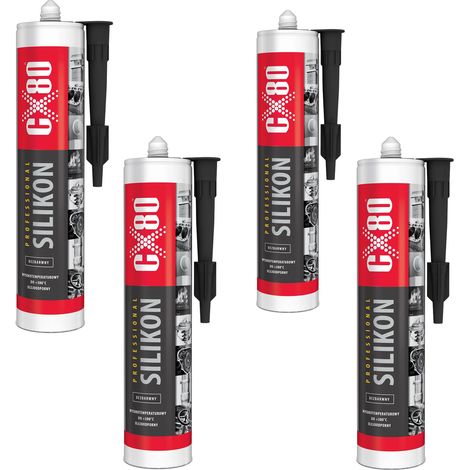 Sellador de silicona CX80 de alta temperatura, resistente al aceite, incoloro, 300 ml x 4