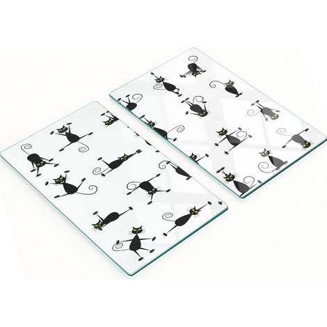 Tavole decorative multifunzionali da cucina in vetro temperato con gatti, 2x30x52 cm (1/5)