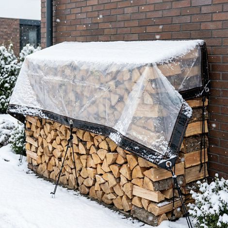 Jiubiaz 2x Bâche transparente imperméable avec œillets anti-rouille pour jardin et terrasse, 2 × 2 m (1/5)