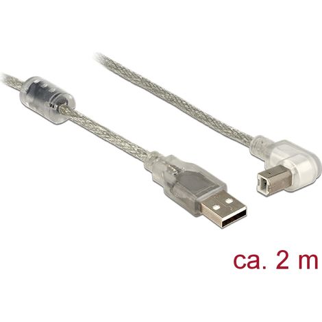 Delock cable usb 2.0 tipo-a macho  usb 2.0 tipo-b macho sesgado 2,0 m transparente