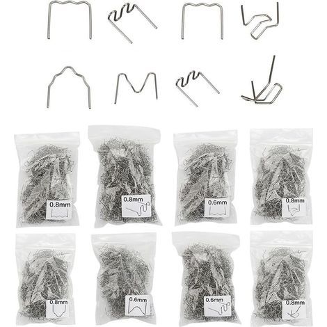 Kit de 800 agrafes de réparation pour soudeur en plastique avec agrafes à chaud en acier inoxydable de 0, 6 mm et 0 8 mm pour une utilisation sur pare-chocs de voiture et divers plastiques (1/5)