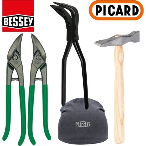 Bessey / Picard Set 5 tlg.: 1xD116-260 / 1xD116-260L+ D341-60 + Picard Kreuzschweifhammer 175 1/2 ES, 375 gr. + Beanie