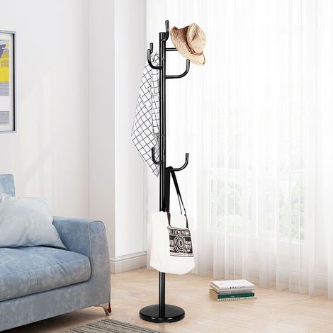 Appendiabiti con portagiacca a 8 ganci in metallo nero 38 x 175 cm