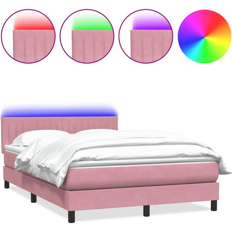 Maison Exclusive - Boxspringbett mit Matratze & LED Rosa 160x220