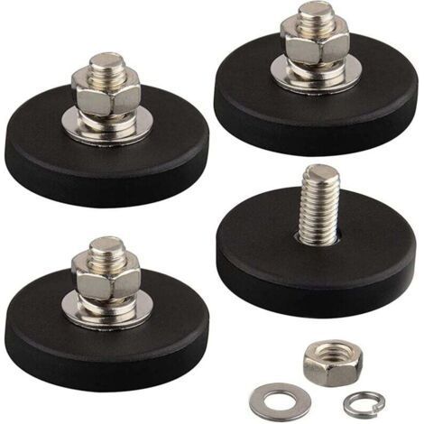 4 Pack Anti-Scratch Neodymium Magnets with Rubber Coating and M6 Male Thread,Super Strong Magnetic Mounting for Lighting (1/5)