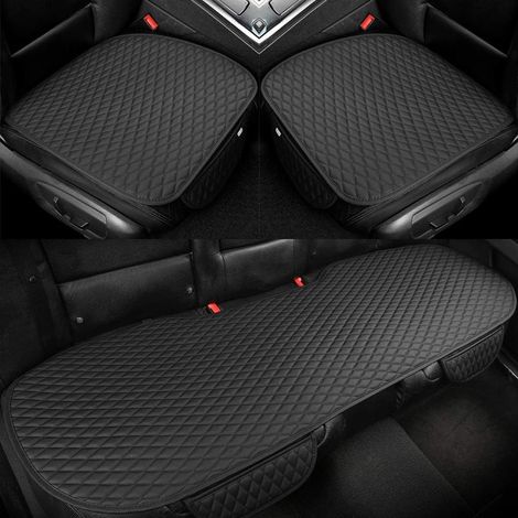 1 Satz Autositzbezüge, PU-Leder, Vorder- und Rücksitzmatten, Universal, Schwarz, für Limousine, SUV, Pickup (1/5)