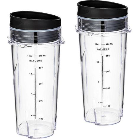 Gobelets de rechange de 473 ml (16 oz) pour blender individuel compact Ninja QB3001SS, avec couvercles - Lot de 2 (1/5)