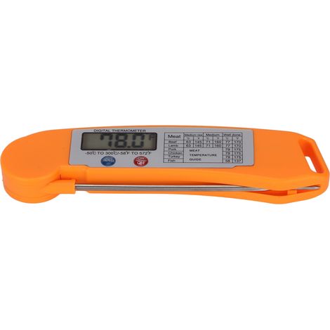 Thermomètre de cuisine TS-89-G sonde inox 11cm lecture instantanée orange pour barbecue et pâtisserie sans pile (1/4)