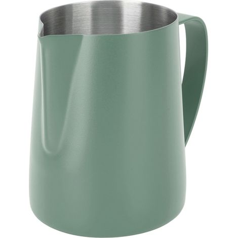 Jarra espumadora de leche de 600 ml fabricada en acero inoxidable 304, con boquilla puntiaguda para latte art y báscula integrada. (1/5)