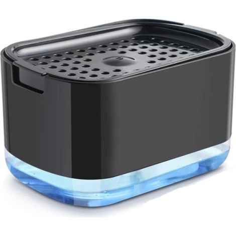 Distributeur de liquide vaisselle non incluse savon 2 en 1 à pompe avec porte Éponge Noir (1/4)