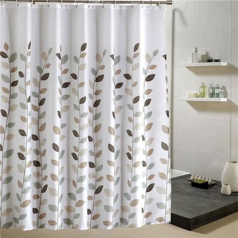 1 rideau de douche imperméable, 180x180 cm, antirouille, motifs feuilles, salle de bain moderne