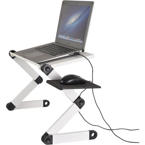 Verstellbarer Laptoptisch, Betttablett, faltbarer Aluminiumständer, Belüftung, höhen- und neigungsverstellbar, Silber, mittel (1/5)