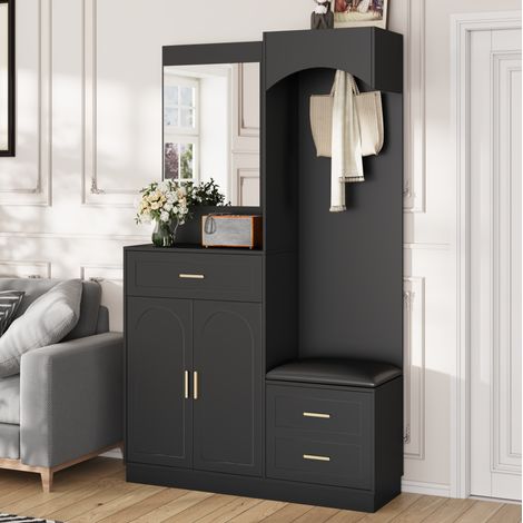 Mueble recibidor zapatero con espejo MDF 110 cm OKMYHOME (1/5)