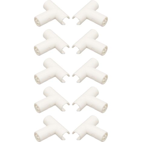 10x Raccord équerre de fixation en PVC pour traverse ronde Ø11mm forme de T Support Tube Tuyau Tringle Rail Placard Tiroir Encastrement Connecteur, blanc