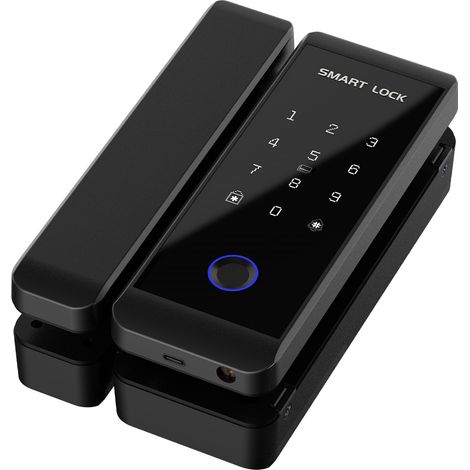 Serrure intelligente WIFI à empreintes digitales, Push Pull, serrure de porte d'entrée sans clé pour verre, métal et bois, application TY, télécommande multilingue (1/5)