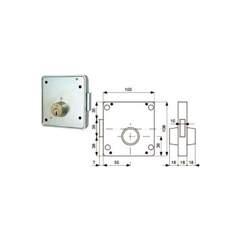 SERRATURE APPLIC. PER CANCELLI 2 MAND. SOLO CATENACCIO CIL. FISSI 423- - mm.55 (423.55.1) Dx - 2 pezzi MG