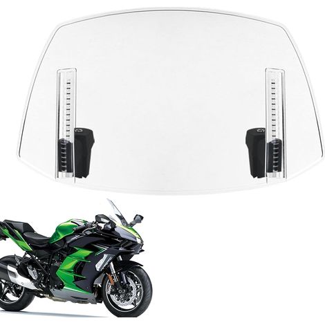 Déflecteur d'écran de moto - Pare-brise transparent réglable, panneau de montage du guidon  Écran à haute résistance réduisant le soufflage du vent, amélioration du confort et de la stabilité lors de (1/5)