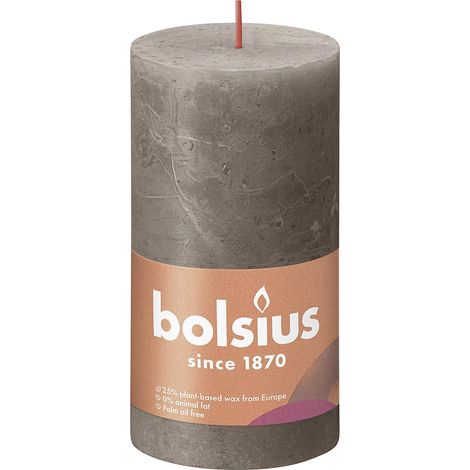 Stumpenkerze Rustiko Shine 13x7cm rustikales Taupe