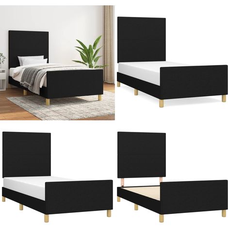 Bettgestell ohne Matratze Schwarz 90x200 cm Stoff - Bettsofa - Boxspringbetten - Lattenrost - Doppelbett - Einzelbett - Home & Living (1/5)
