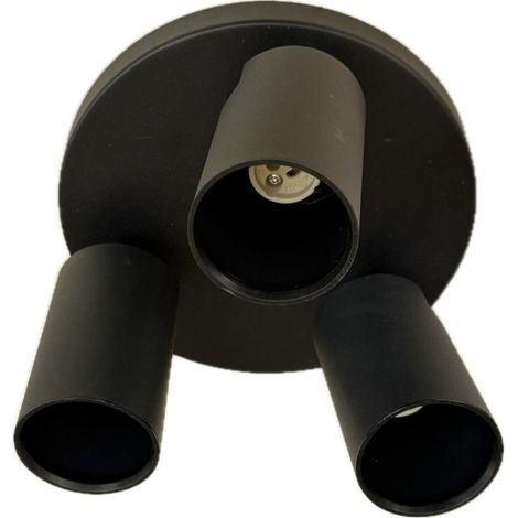 Plafonnier saillie noir socle Ø 196mm 3 spots orientables douille GU10 (lampe non incluses) 230V IK06 IP20 ORION LINE (1/2)
