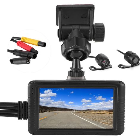 Caméra embarquée moto 1080p avec double objectif avant et arrière et capteur G intégré pour l'enregistrement en boucle. (1/5)