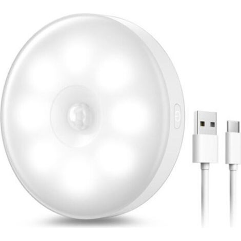 Veilleuse LED Automatique USB Rechargeable, Veilleuse Induction 8LEDs &Batterie 400mAh, Lampe Détecteur de Mouvement, Lampe Adhésive LED avec Base Magnétique Trois couleurs - 1pcs (1/4)