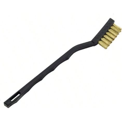1 Pièces Mini Brosse de nettoyage et avec Manche Incurvé en Plastique Noir pour Nettoyer Rouille Les Taches D'huile Poussière Peinture(Fil de cuivre plaqué) (1/2)