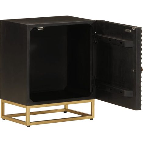 Maison Exclusive - Comodino Nero 40x30x50 cm in Legno Massello di Mango e Ferro (1/5)
