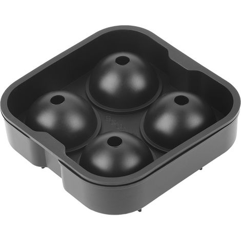 Moule à glaçons rond en silicone 4 cavités pour whisky cocktails boissons noir