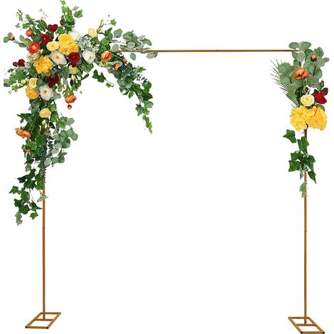 3 x 3 m Doré Arche de Mariage Carrée Support d'arche Réglable avec bases pour Décorer Cérémonie/Mariage/Anniversaire/Fête (1/5)