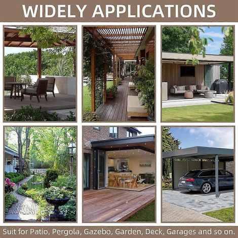 Ensemble de 4 supports pour pergola, équerres en T, compatibles avec des poteaux en bois de 10 x 10 cm, acier robuste, idéal pour les tonnelles, terrasses et supports à fleurs - Noir (1/4)