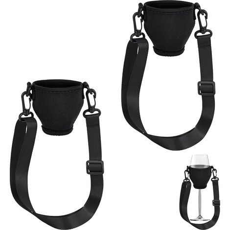 Wine Glass Holder Neck Cup Holder - Portable Wine Glass Holder 4 Pieces Hanging Glasses Holders with Lanyard Neck Holder for Party (1/5)