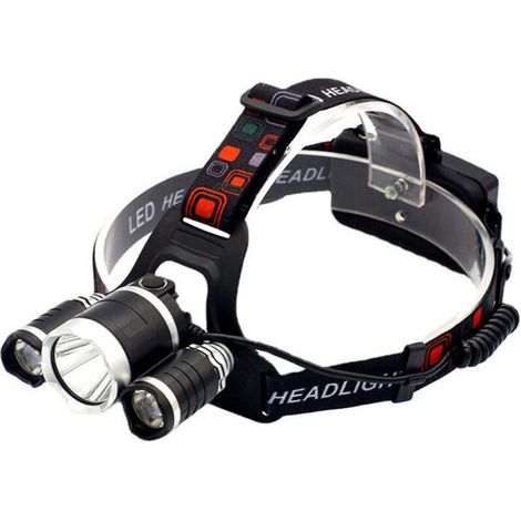Linterna frontal LED recargable superbrillante con 3 luces, 4 modos y 6000 lúmenes para correr, acampar, pescar, andar en bicicleta o hacer senderismo - Crezuo