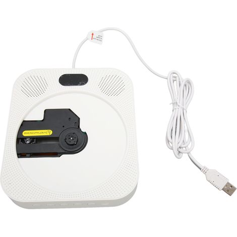 Lecteur CD mural avec Bluetooth 5.0, double haut-parleur HiFi, radio FM et télécommande. Prise UE 100-240 V.