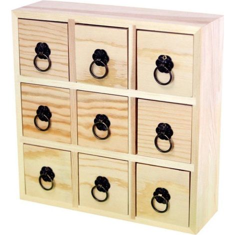 MégaCréa DIY - Commode en bois 9 tiroirs 22 x 22,5 x 7 cm (1/2)