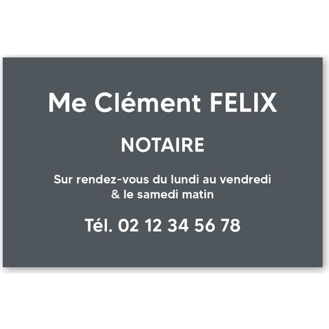 Plaque professionnelle PVC 30x20 – Gravure Personnalisée | Notaires - Gris lettres blanches (1/3)
