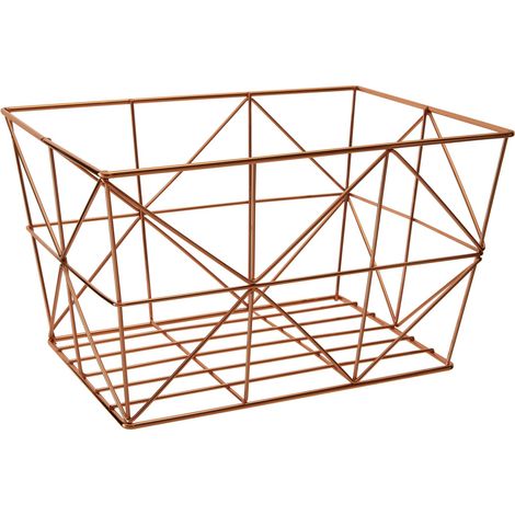 Premier Housewares Copper Finishing Tapered Wire Basket Storage Solution For Pantry Kitchen Closet Bathroom Metal Basket With Contemporary Design 16 x 28 x 20